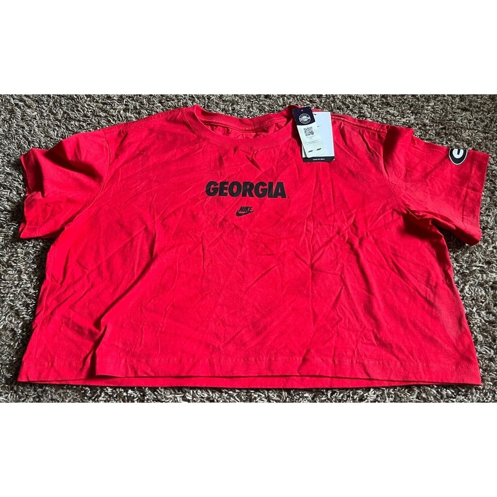 NEW Nike Georgia Bulldogs Women's Boxy Loose Fit Crop Top T-Shirt (Large)